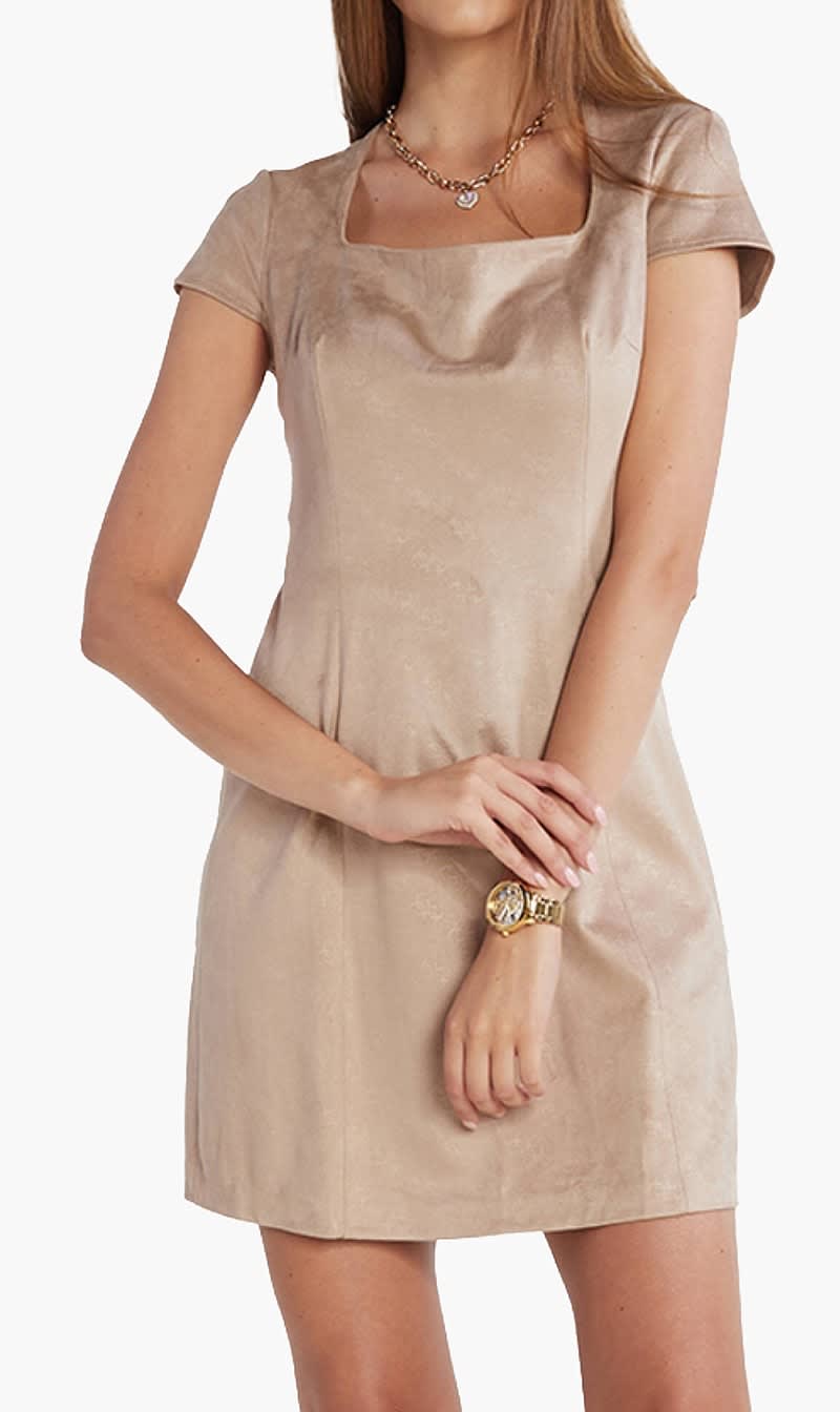 

Guess Beige Ss Luna 4g Logo Dress for Women | The Deal Outlet