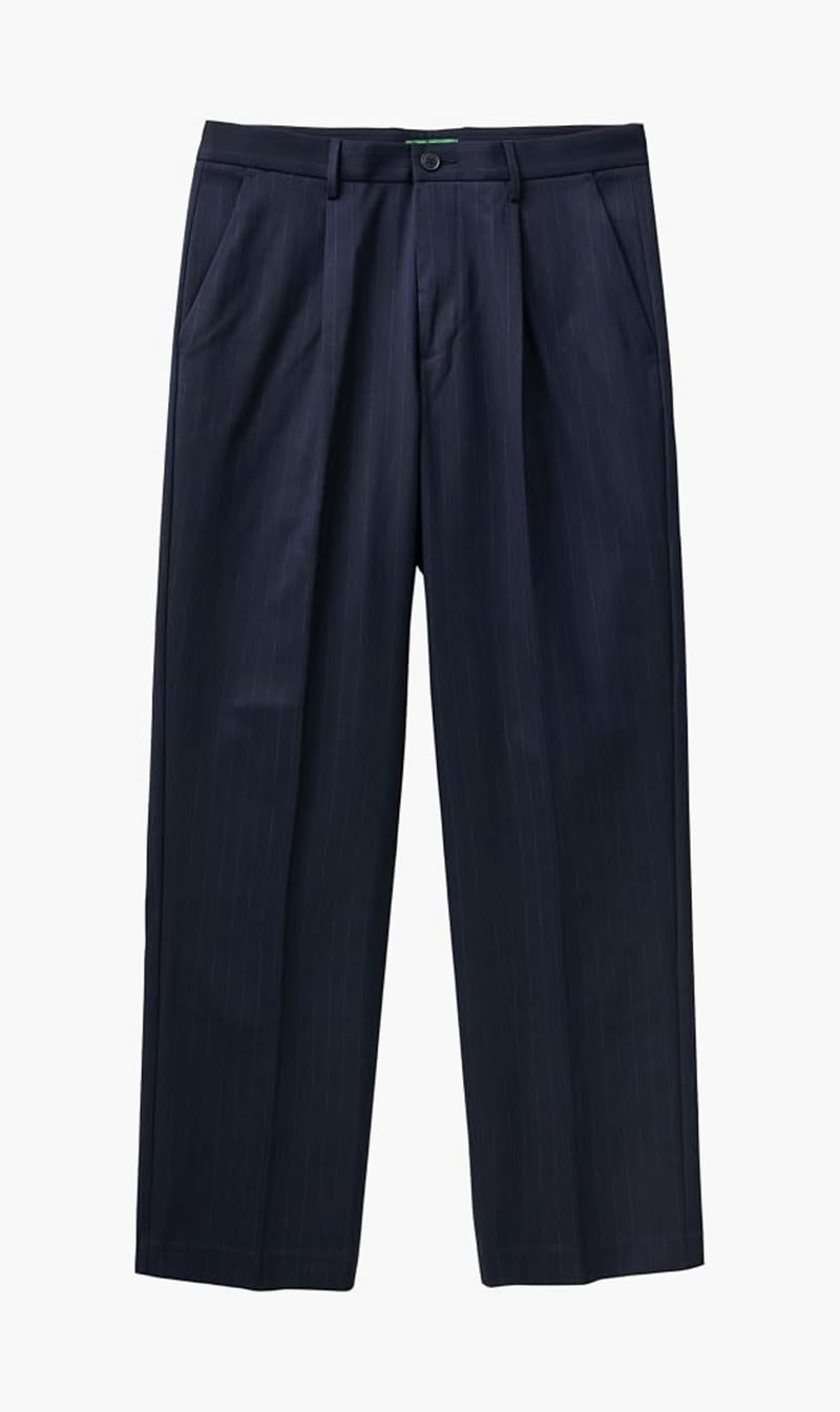 United Colors Of Benetton Dark Blue Striped Trousers for Men