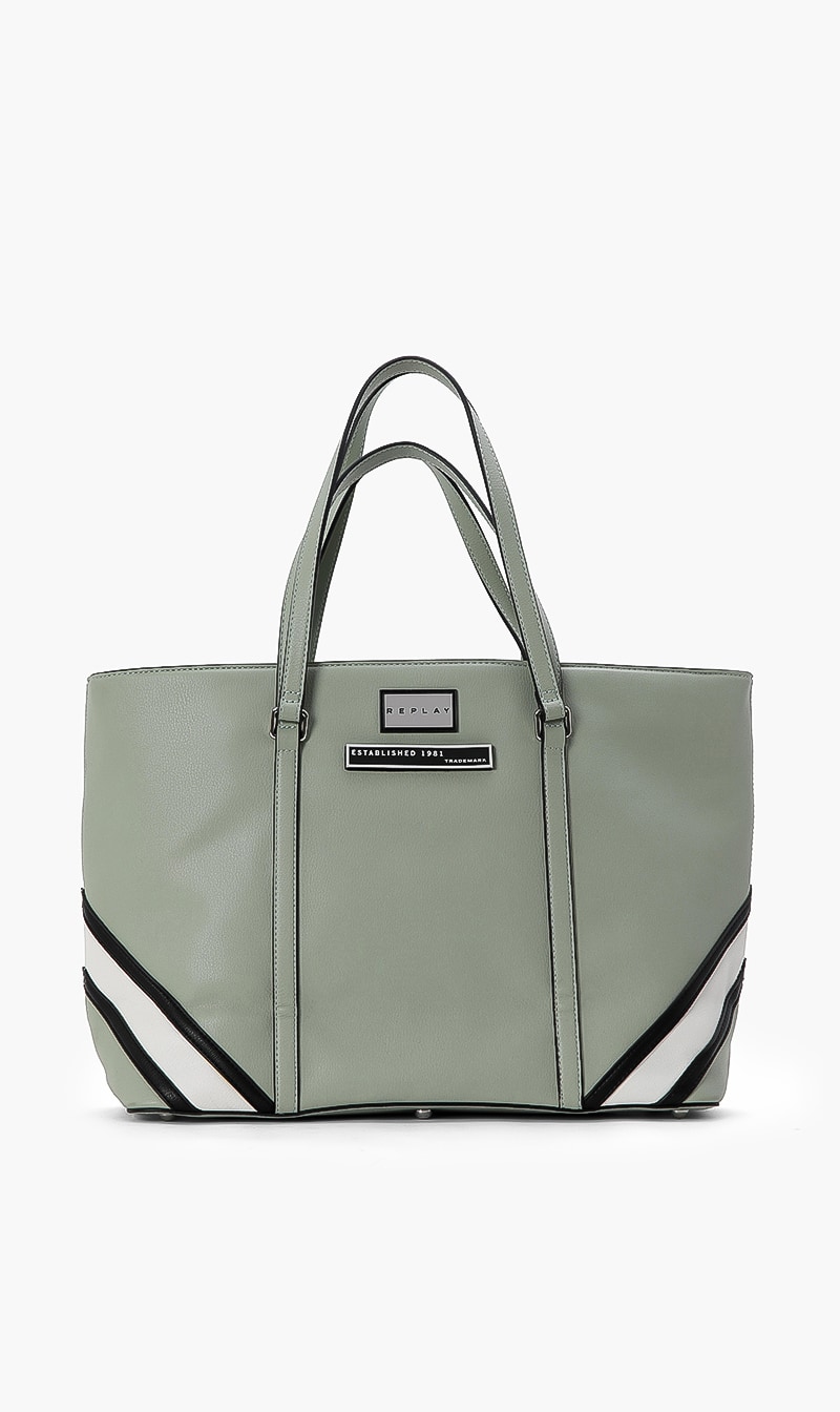 

Replay Solid Leather Tote Bag