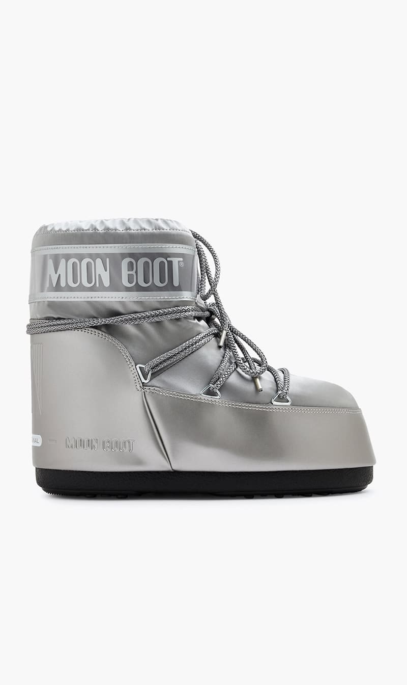

Moon Boot Silver Icon Low Glance Boots for Women | The Deal Outlet