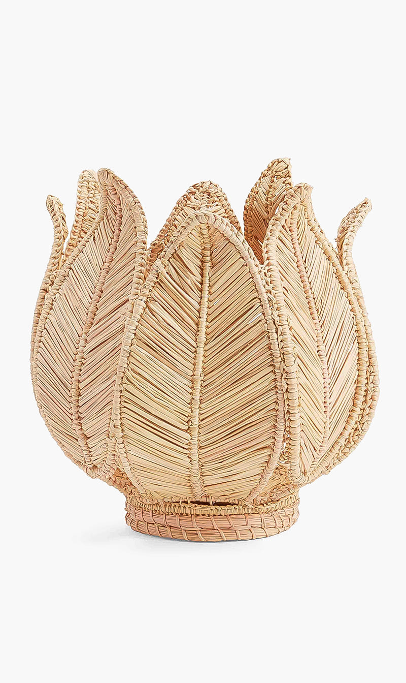 

Iraca Straw Candle Holder, Pink