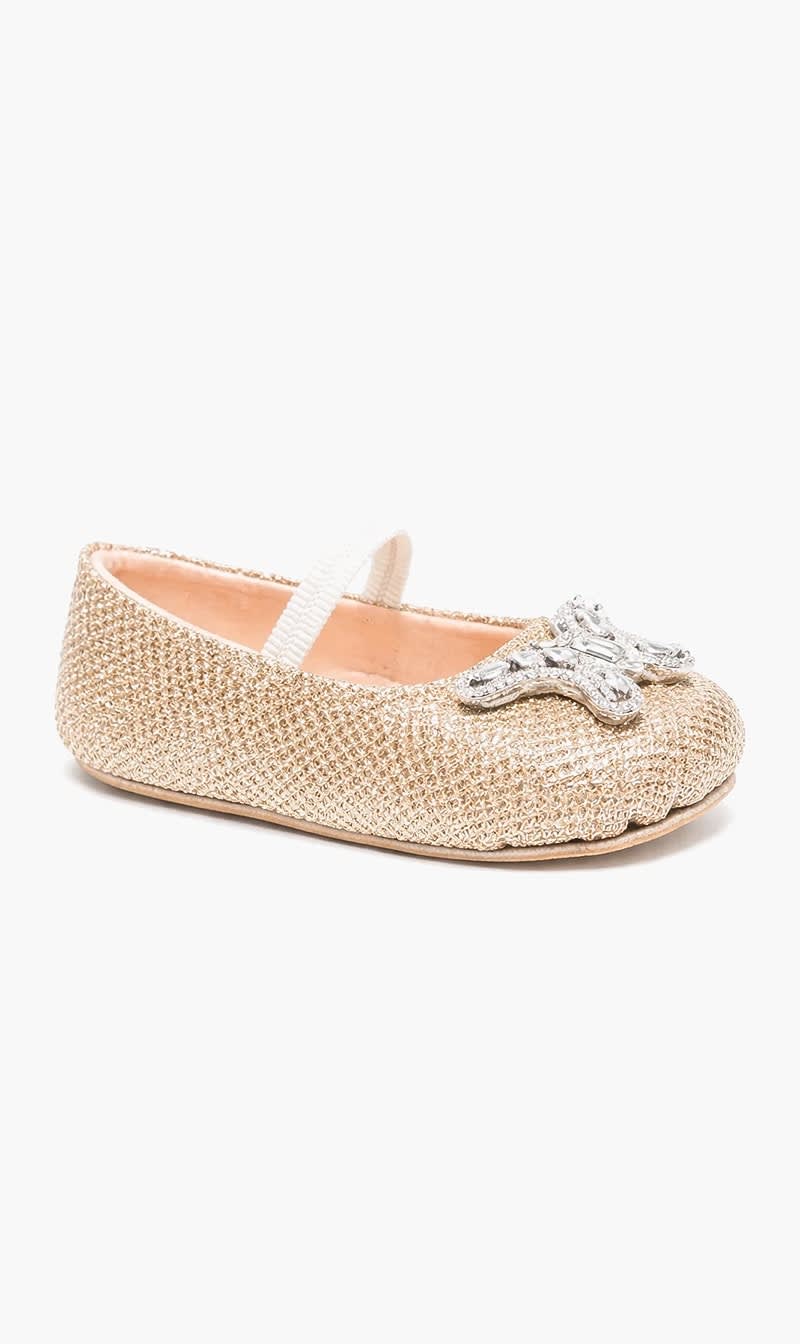 Aruna Seth Gold Butterfly Applique Flats for Girls