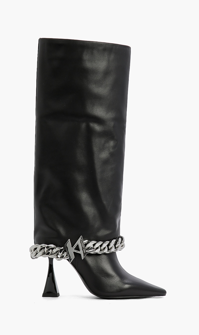 

Foldover High Boots, Black