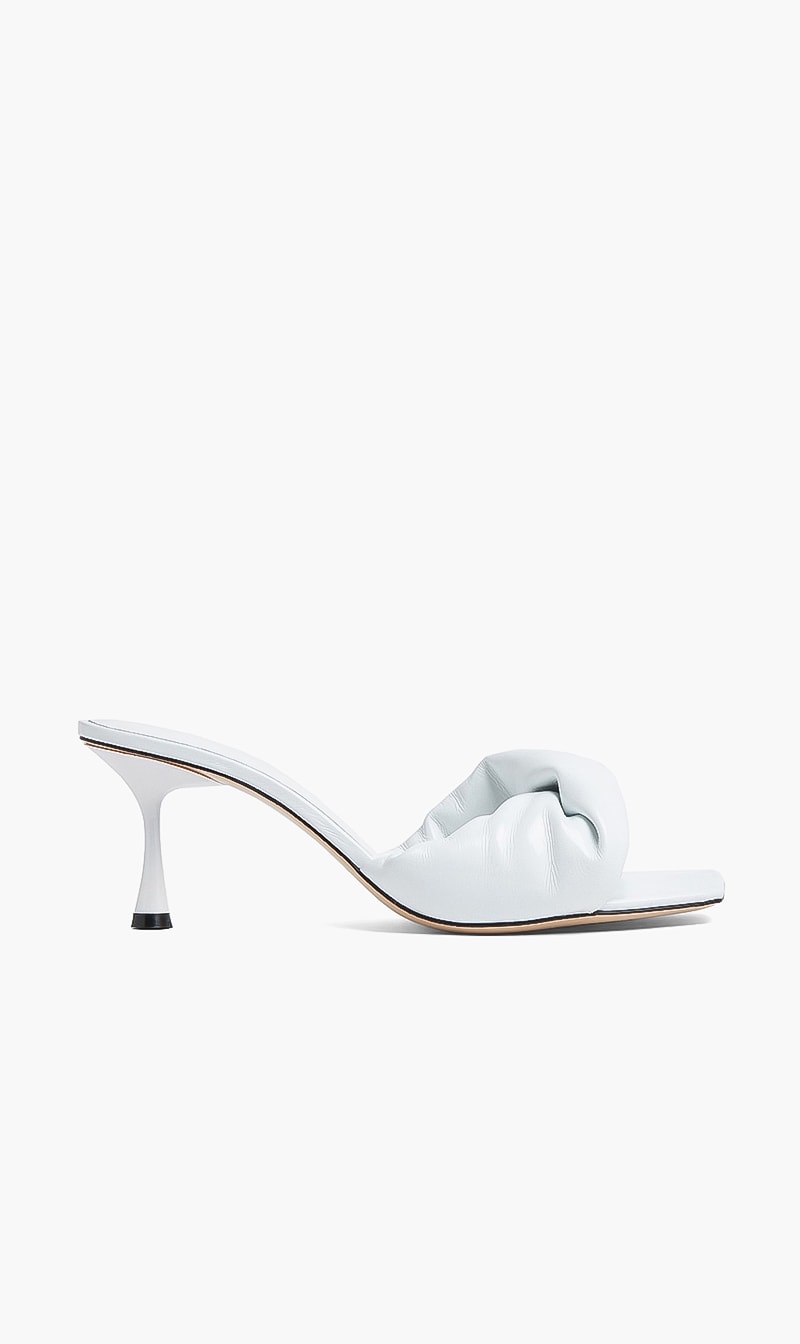 

Studio Amelia White Twisted Slip On Heels for Women | The Deal Outlet