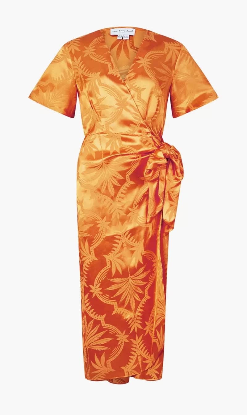 

Never Fully Dressed Orange Apricot Palm Vienna Dress for Women | The Deal Outlet