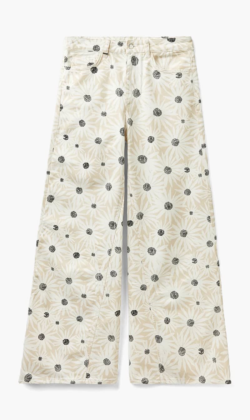 United Colors Of Benetton White Floral Print Wide Trousers for Women
