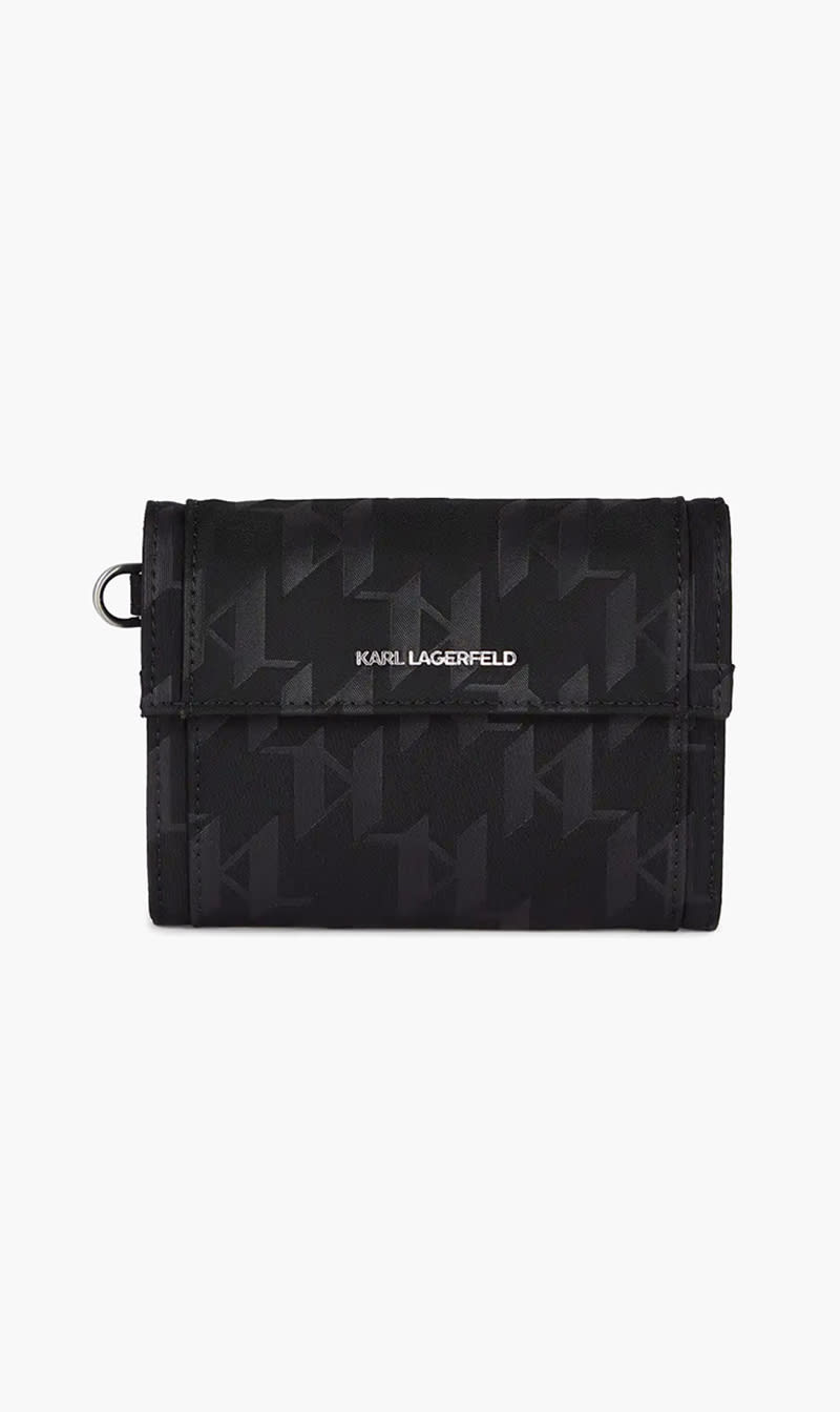 

Karl Lagerfeld Black K Monogram Tonal Wallet for Men | The Deal Outlet