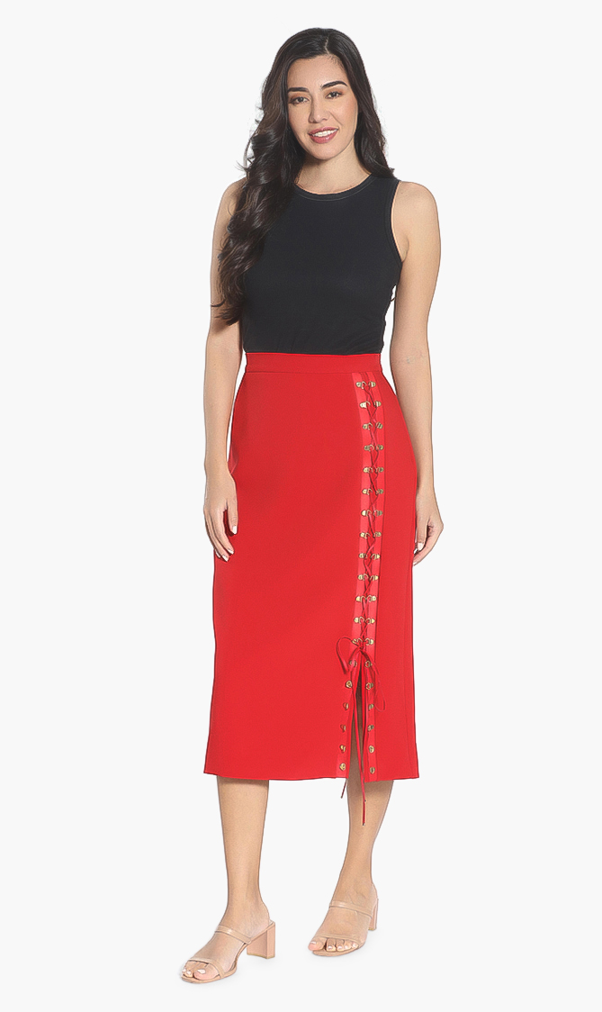 Marina Rinaldi Red Cross Skirt for Women | The Deal Outlet