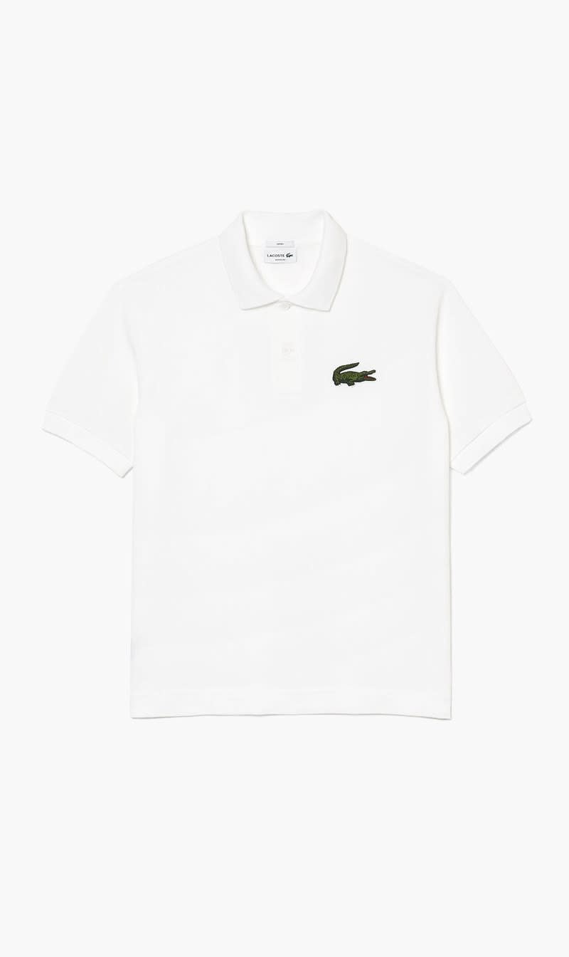 Lacoste White Original Loose Fit Crocodile Polo Shirt