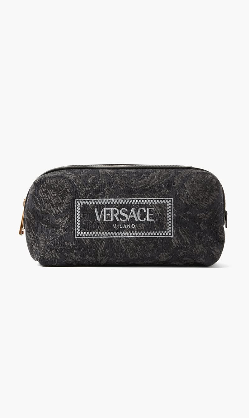 

Versace Black Beauty Pouch Embroidery Jacquard Barocco+calf for Women | The Deal Outlet