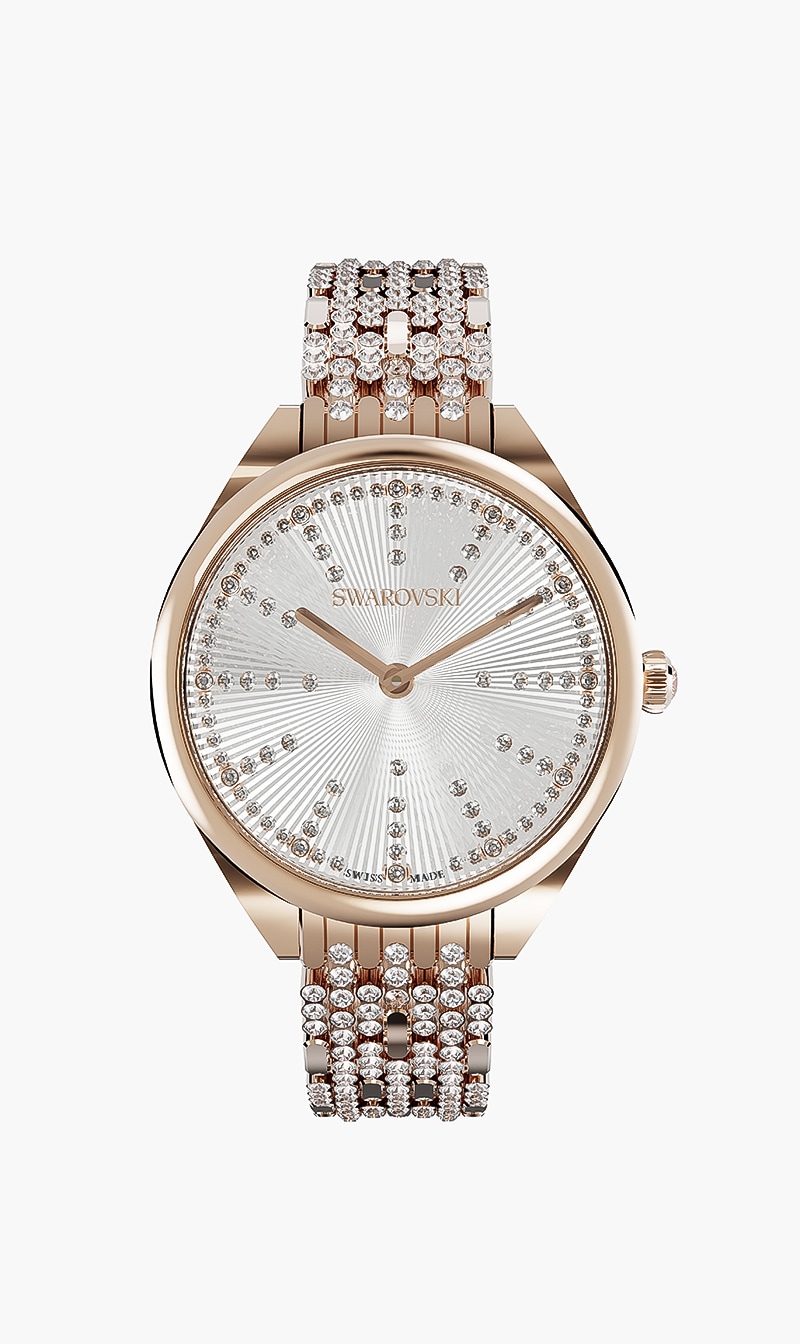 

Swarovski Attract Watch, Metal Bracelet, White, Rose-gold Tone Pvd