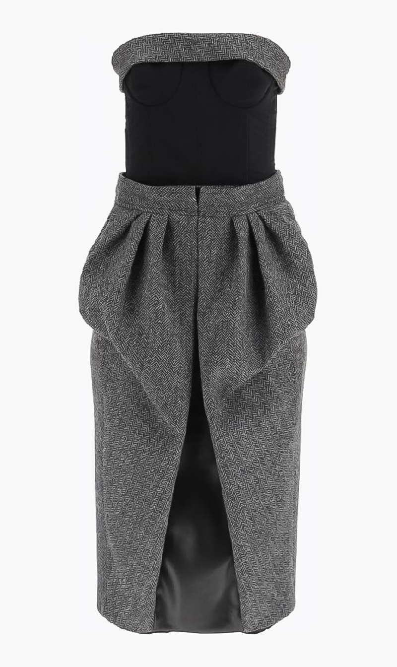 

Maison Margiela Grey Structure Pleated Skirt Dress for Women | The Deal Outlet