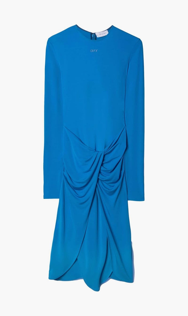 

Off-white Blue Vi Crepe Twist Midi Dress Nautical Blue for Women | The Deal Outlet