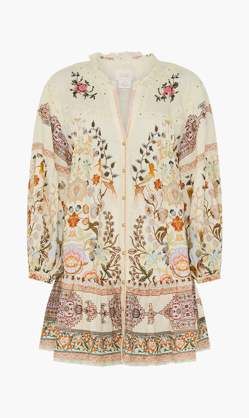 

Camilla Multi-color Pintuck Yoke Short Dress for Women | The Deal Outlet