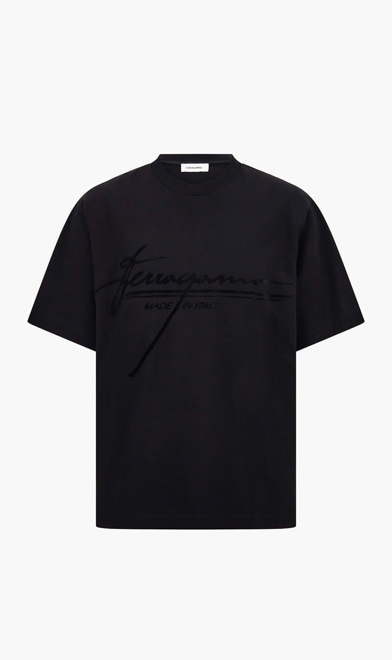 Ferragamo Black Crew Neck T-shirt for Men