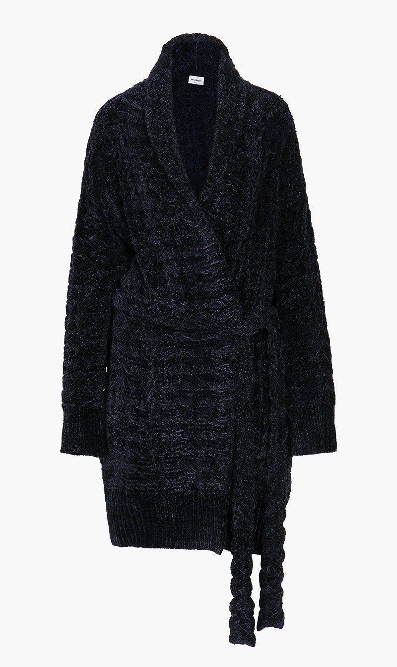 

Salvatore Ferragamo Blue Chenille Stitch Cardigan for Women | The Deal Outlet