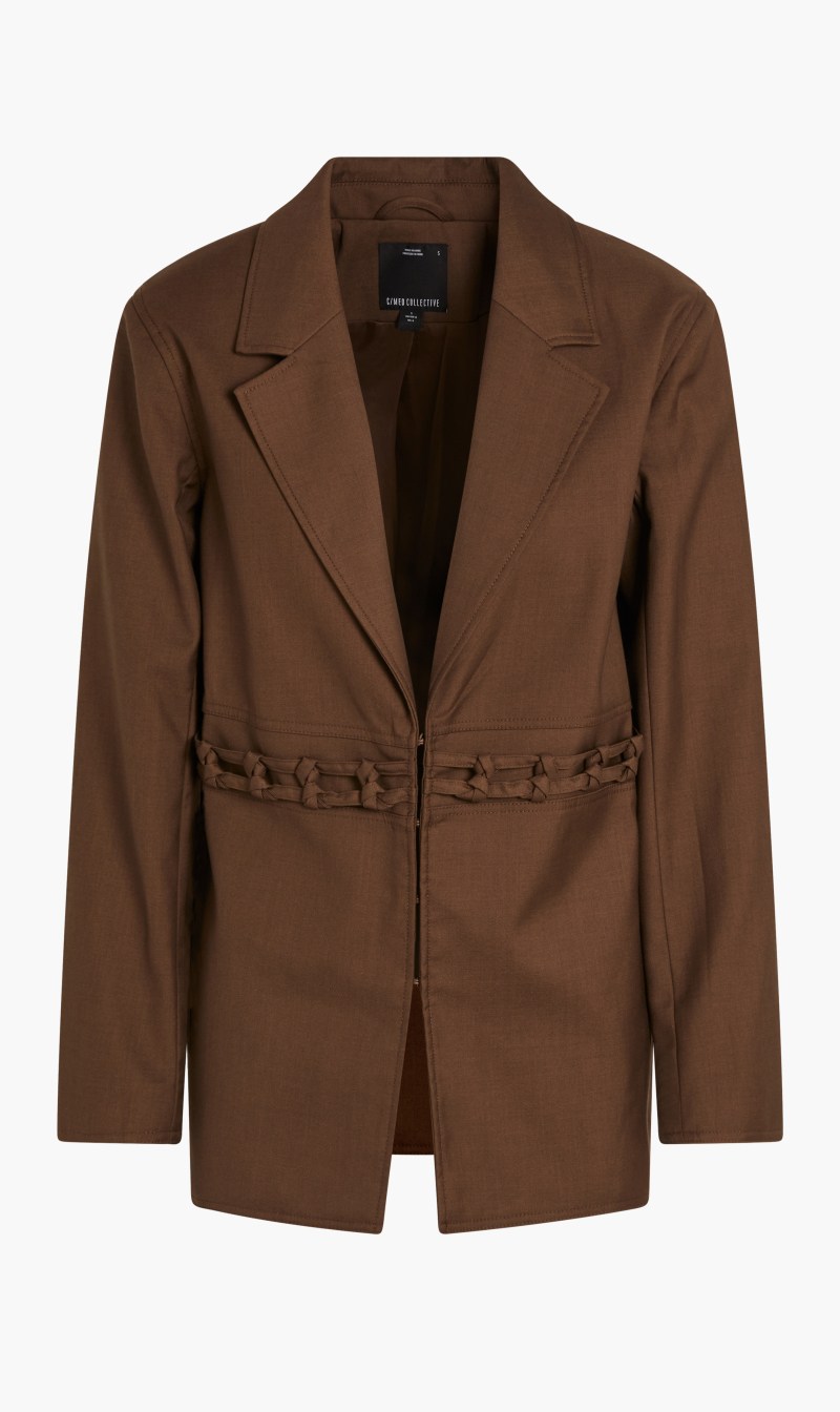 

Cmeo Collective Brown Subtraction Blazer for Women | The Deal Outlet