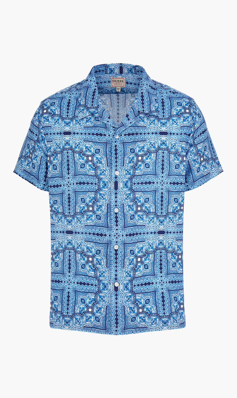 

Guess Blue Ss Eco Rayon Td Burst Shirt for Men | The Deal Outlet