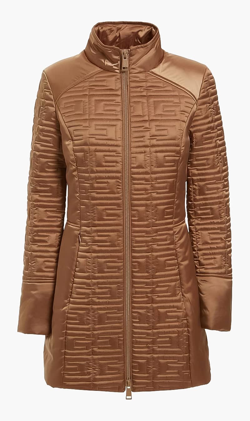 

Guess Beige Marine Long Jacket - Embro G Logo Puffa 53 for Women | The Deal Outlet