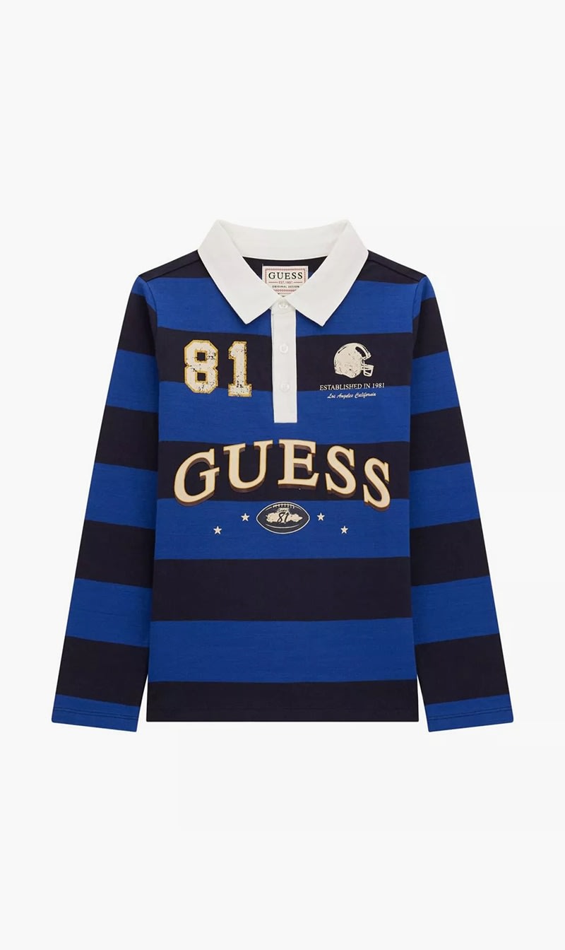 

Guess Blue Heavy Jersey Ls Polo for Boys | The Deal Outlet
