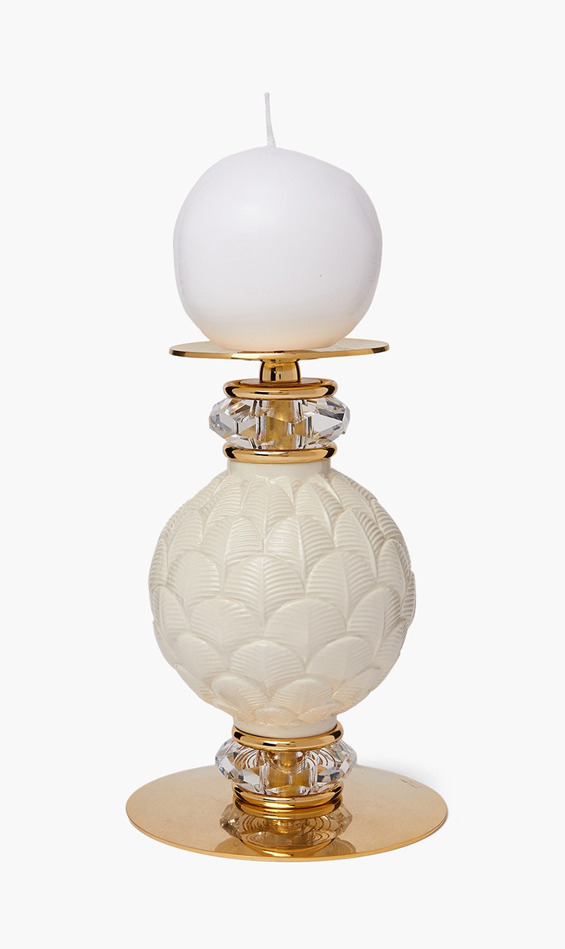 

Villari Beige Peacock Small Candle Holder | The Deal Outlet