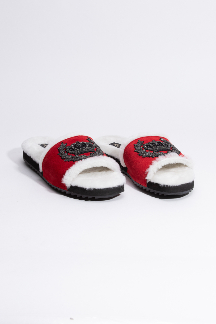 

Dolce&gabbana Crown Sequined Logo Slides