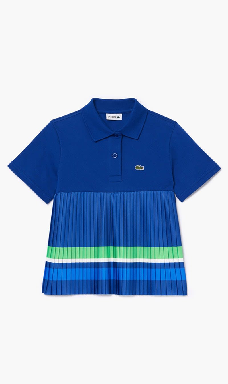 

Lacoste Blue Pleated Hem Pique Polo Shirt for Girls | The Deal Outlet