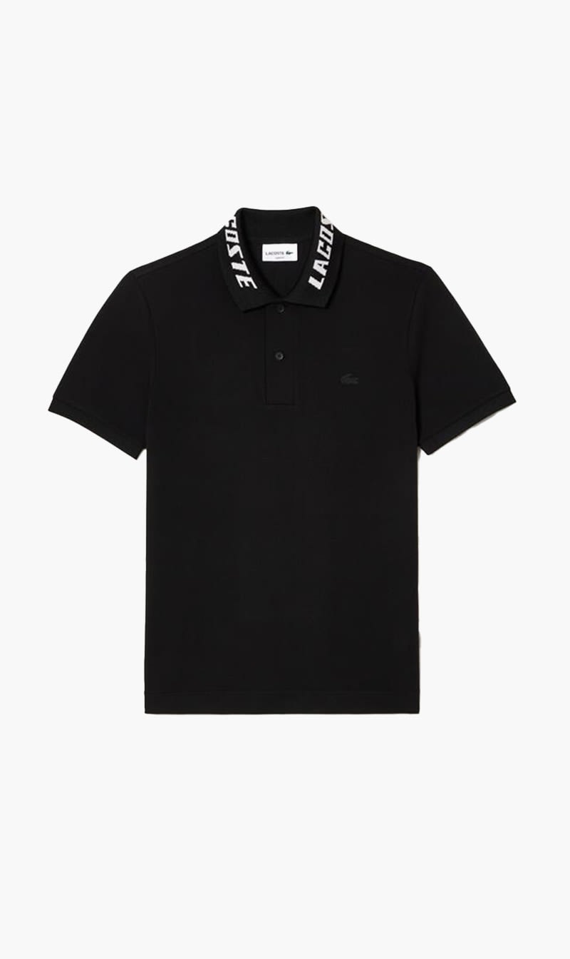

Lacoste Black Short Sleeved Ribbed Collar Shirt for Men | The Deal Outlet