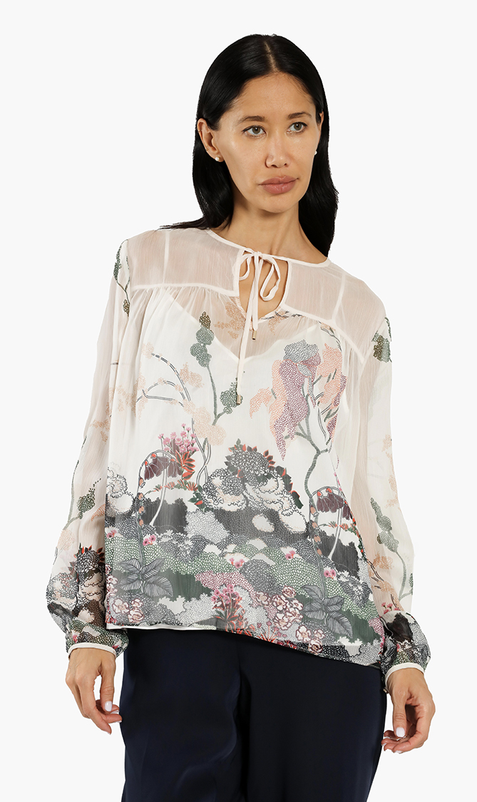 

Veriity Willow Gathered Tie-neck Top