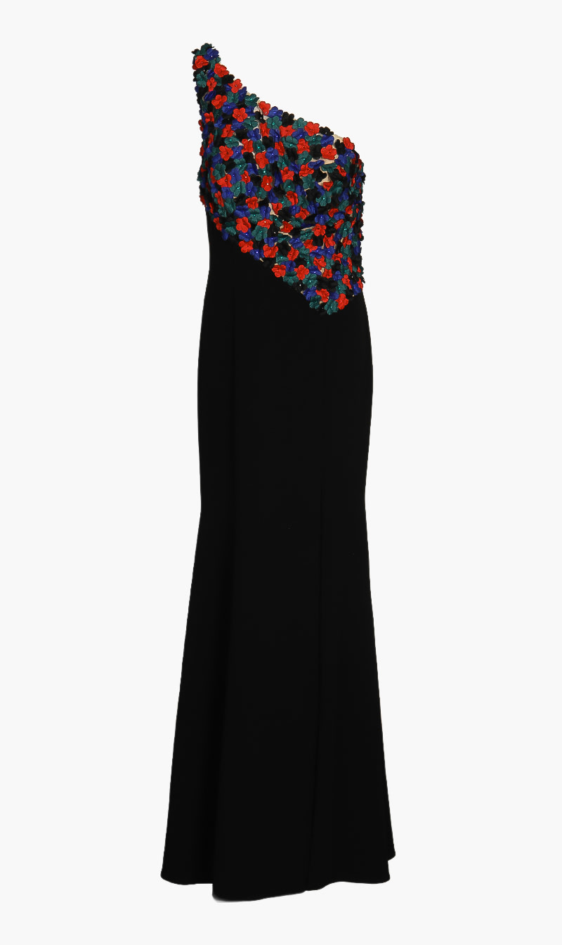 

Basix Black Label Black Evening Floral Dress for Women | The Deal Outlet