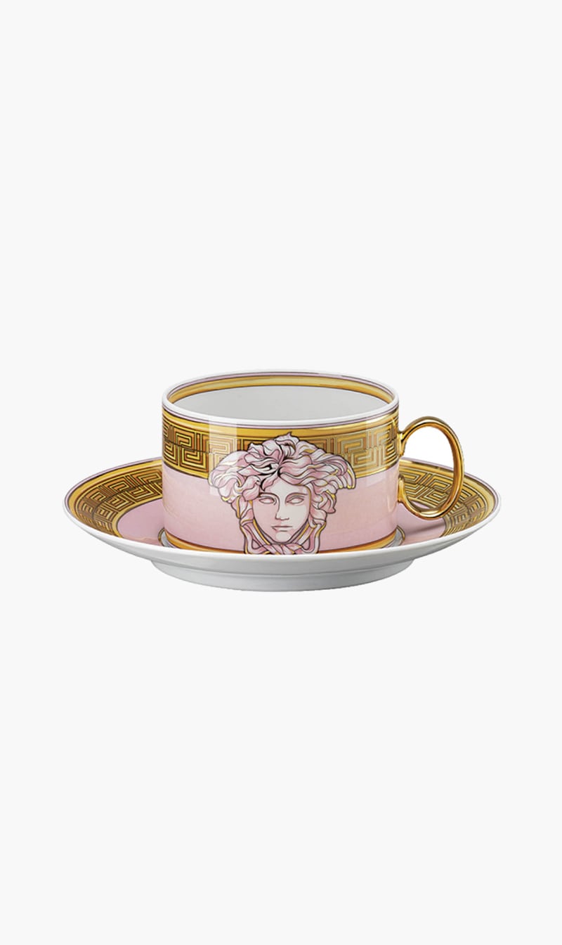 

Versace White Pink Coin Cup & Saucer | The Deal Outlet