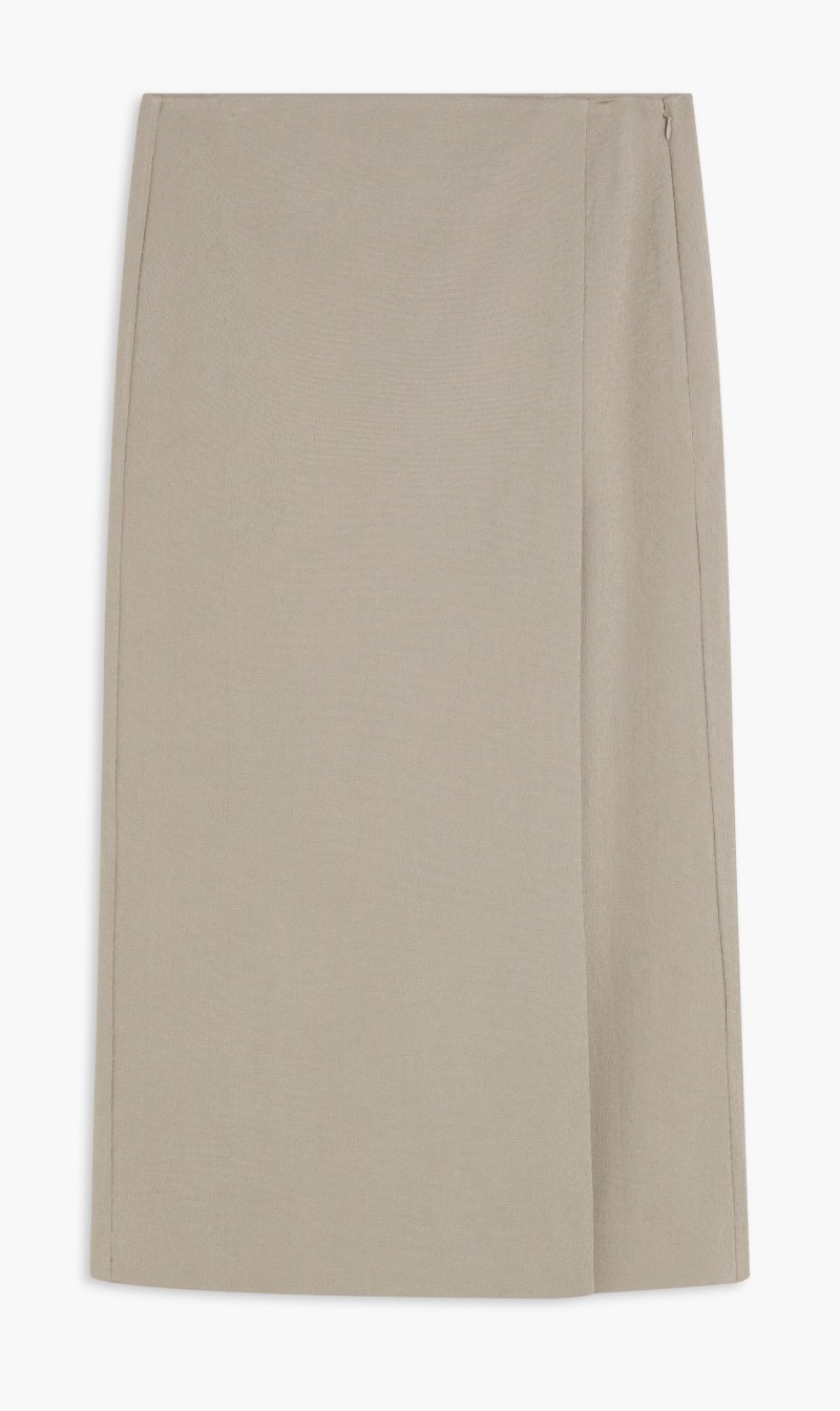 

Tory Burch Grey Stretch Faille Wrap Skirt for Women | The Deal Outlet