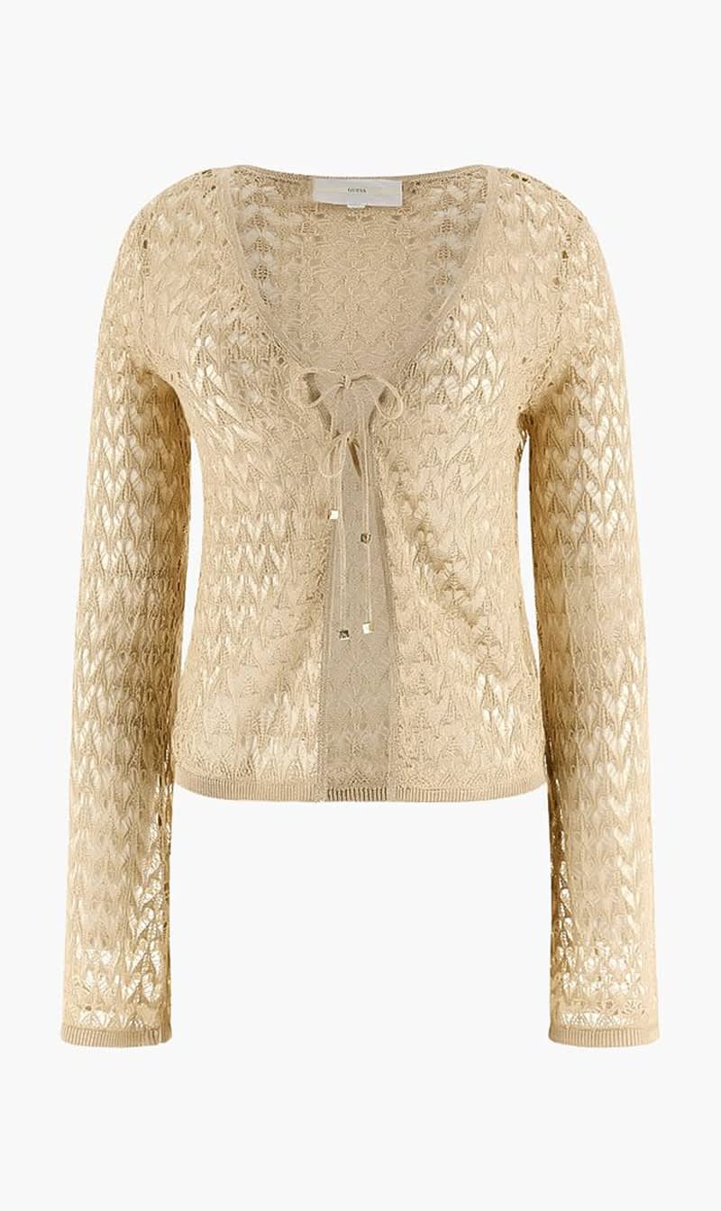 

Guess Beige Clarissa Ls Cardi Swtr for Women | The Deal Outlet