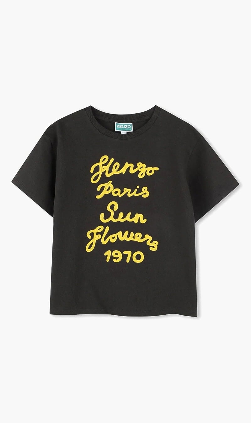 Black Kenzo Grey Logo Print T-shirt for Boys
