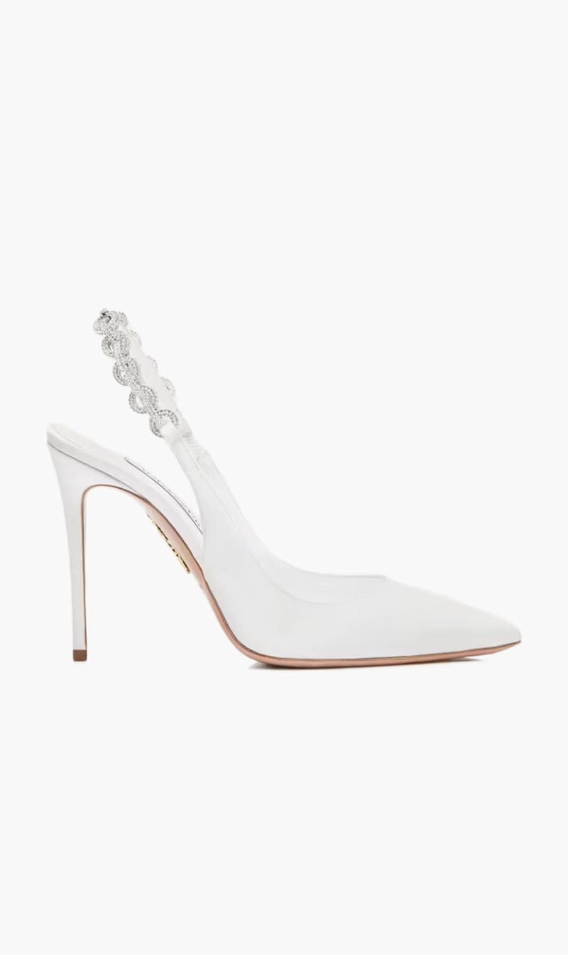 

Aquazzura Firenze White Love Link Sling for Women | The Deal Outlet