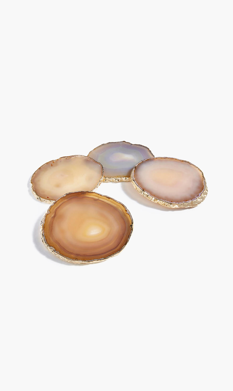 

Anna Lumino Sand Agate And 24k Gold Coasters - Set Of 4