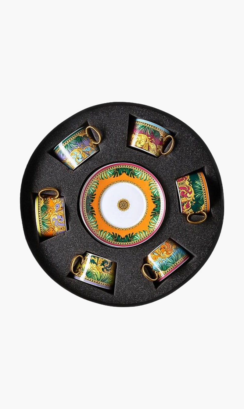 

Versace Multi-color Jungle Animalier Set Of 6 Tea Cups & Saucers | The Deal Outlet