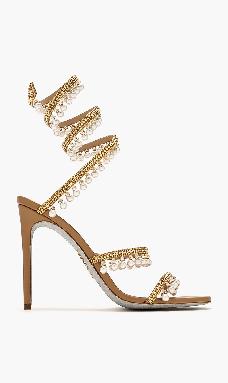 

Rene Caovilla Gold Gold Satinm.sunshine Strass-pearls for Women | The Deal Outlet
