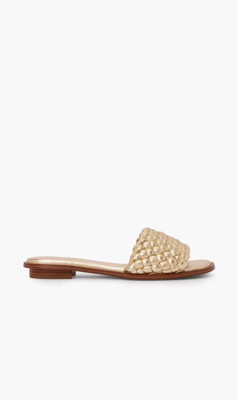 

Michael Kors Gold Deanna Braid Slide for Women | The Deal Outlet