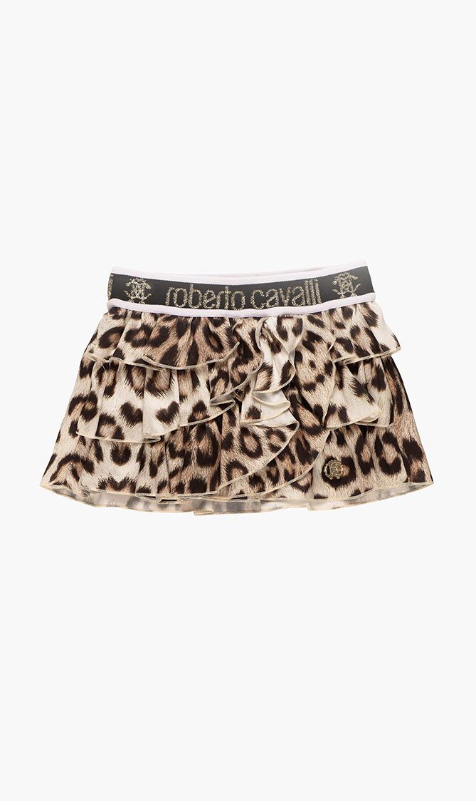 

Roberto Cavalli Leopard Print Satin Skirt