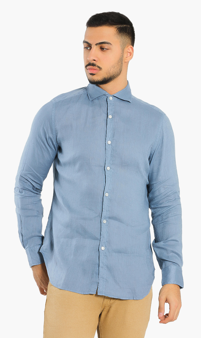 

Solid Long Sleeve Shirt, Blue
