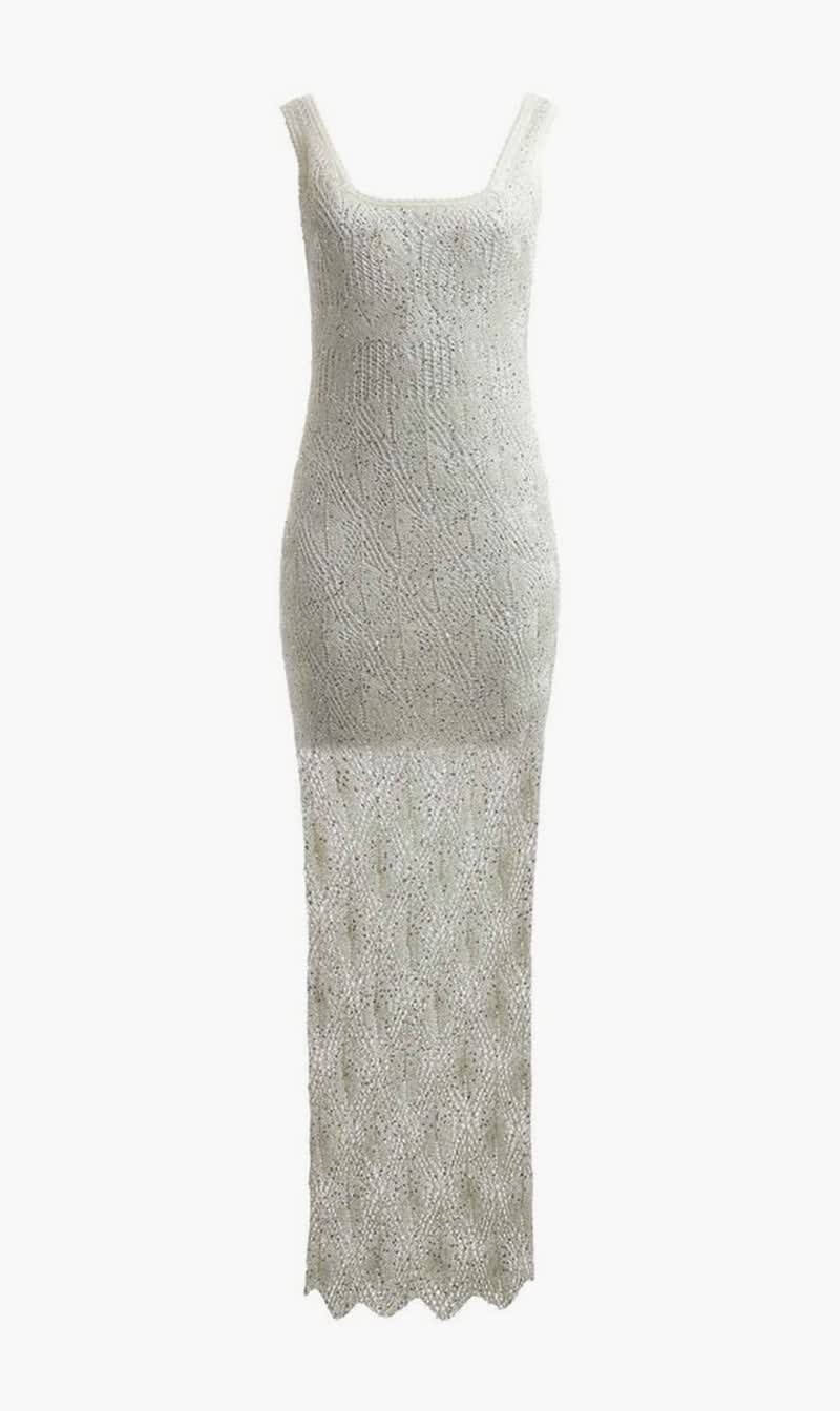 

Guess White Sleeveless Square Neck Liza Dress for Women | The Deal Outlet