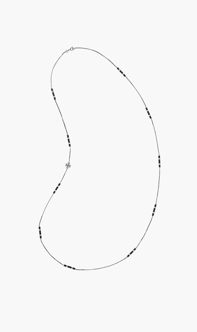 

Tory Burch Black Long Kira Enamel Necklace for Women | The Deal Outlet
