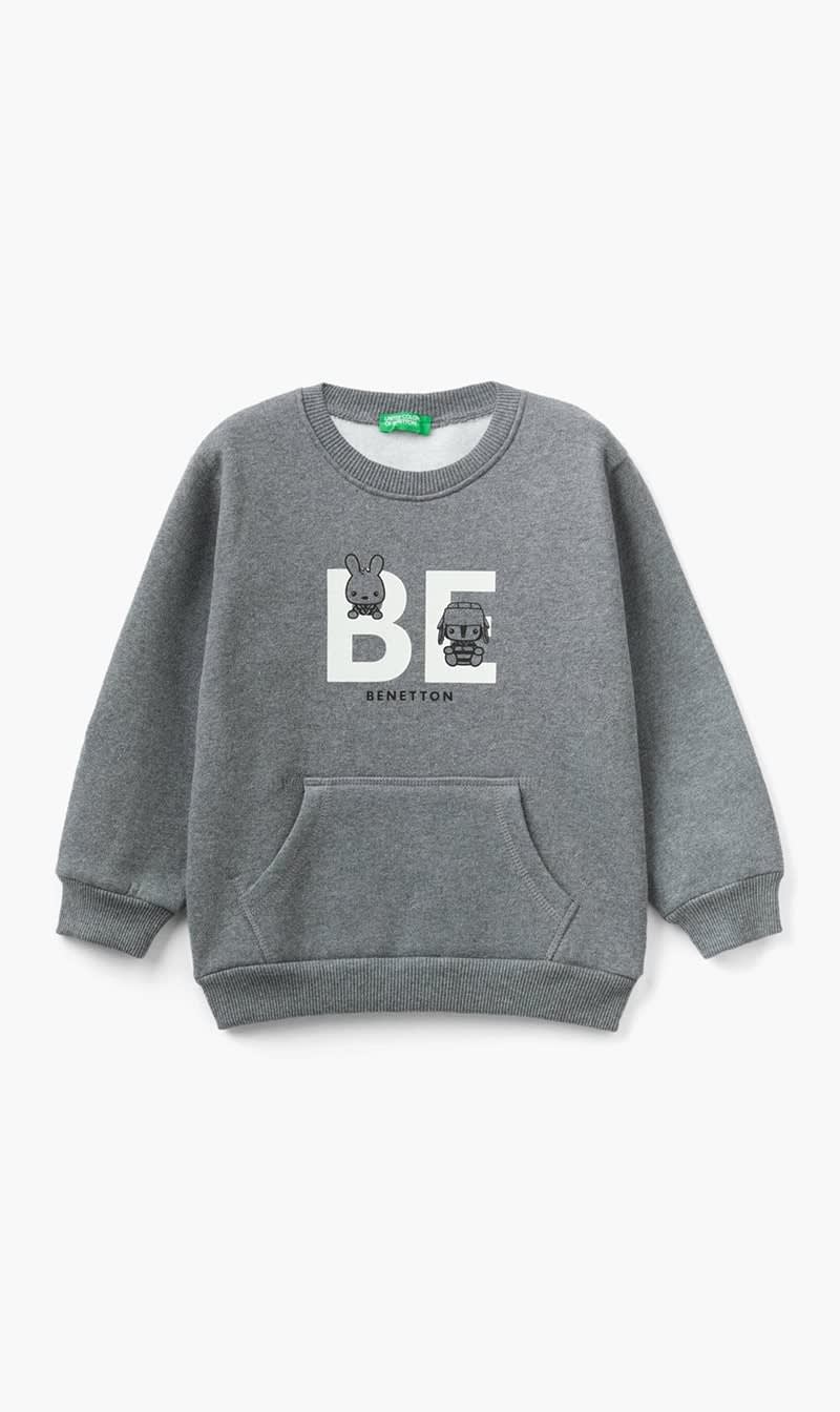 United Colors Of Benetton Grey Warm Kangaroo Pocket Sweatshirt for Boys