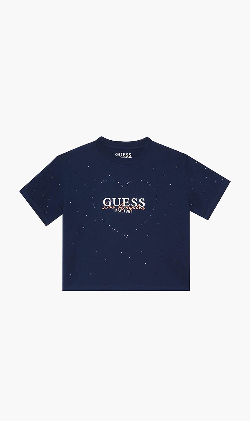 

Guess White Printed Short Sleeves Tshirt for Girls | The Deal Outlet