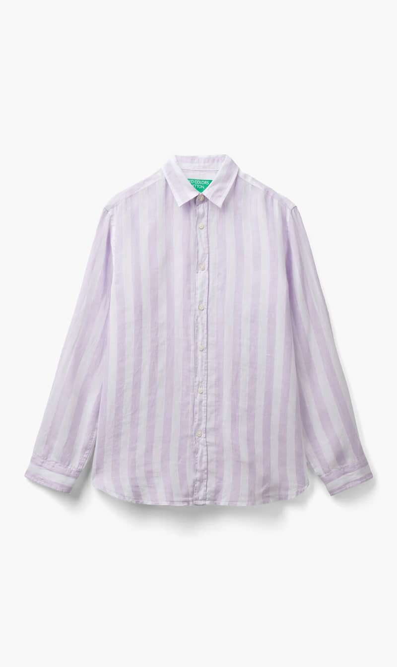 Purple United Colors Of Benetton Pink Pure Linen Shirt for Men