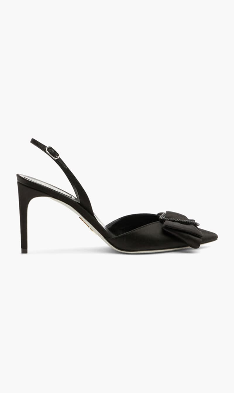 

Rene Caovilla Black Satin Jet Pumps for Women | The Deal Outlet
