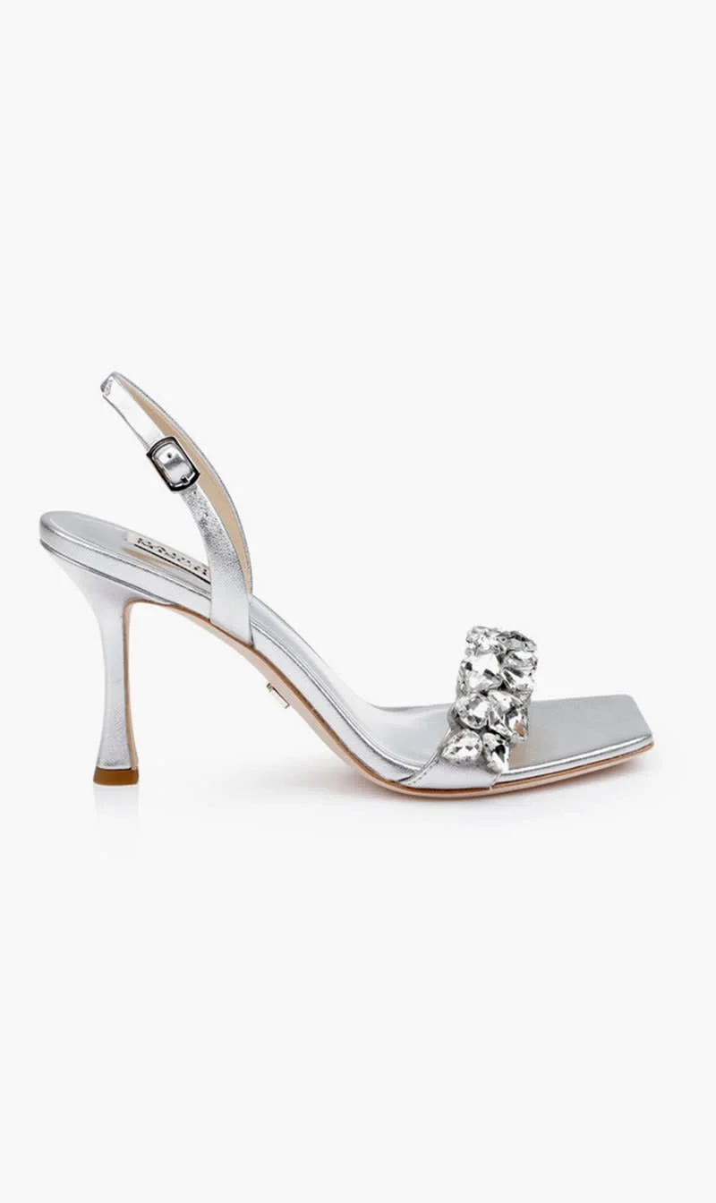 

Badgley Mischka Silver Leanna Gemstone Vamp Sandal for Women | The Deal Outlet