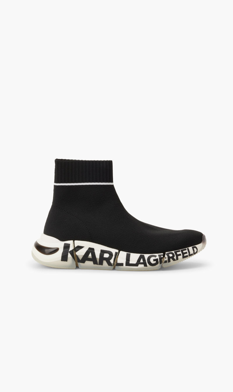 

Karl Lagerfeld Black Quadra Knit Boot Logo for Women | The Deal Outlet