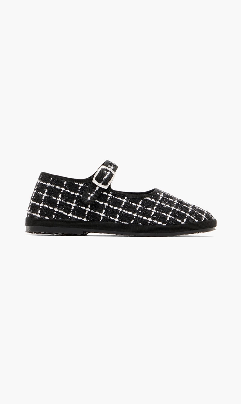 Capulette Black Bambina Tweed Mary Jane Shoes for Girls